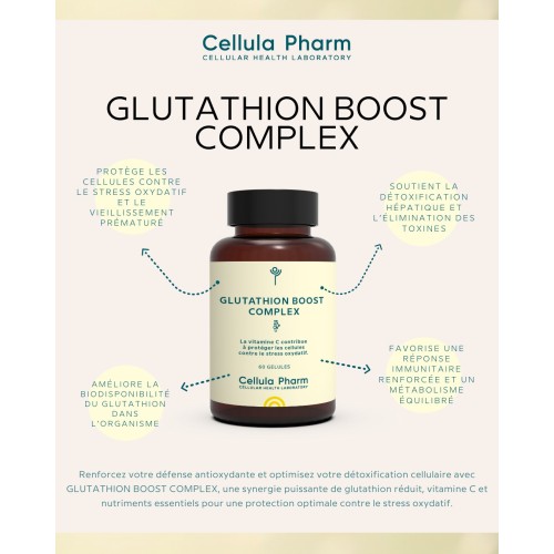 Glutathion Boost Complex – Antioxydant puissant contre le stress oxydatif | Cellula Pharm - Bienfaits