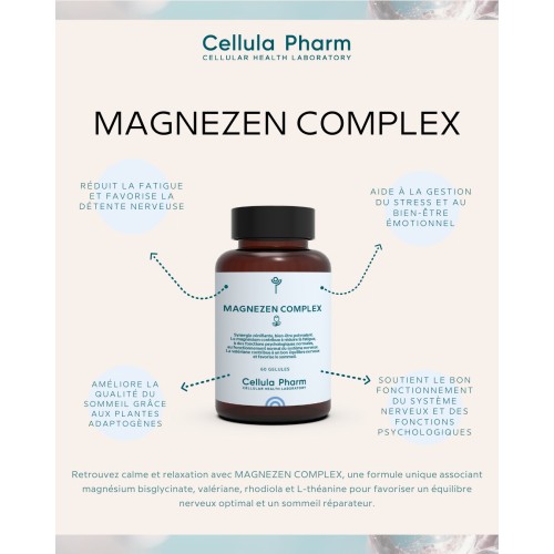 Magnezen Complex – Magnésium, Valériane et Rhodiola pour réduire le stress et améliorer le sommeil | Cellula Pharm - Bienfaits