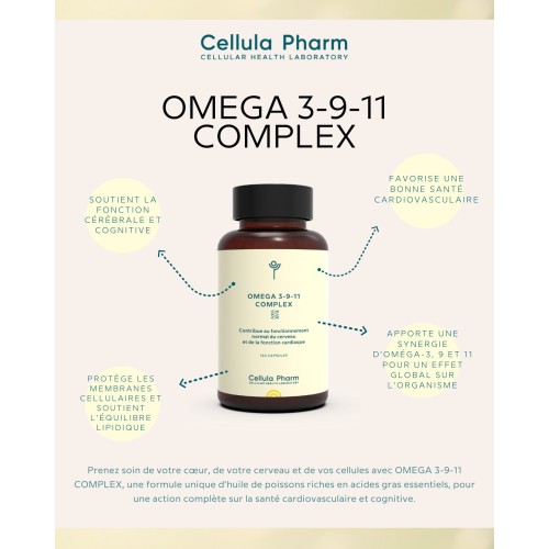 Omega 3-9-11 Complex – Soutien des fonctions cérébrales et cardiovasculaires | Cellula Pharm - Bienfaits